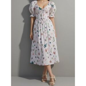 HILL HOUSE Ophelia Midi Dress, Sea Creatures, Small